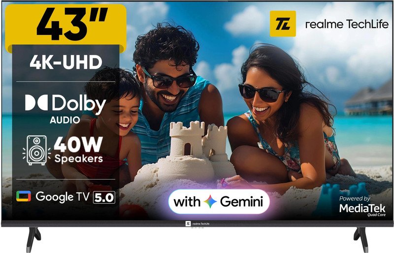 realme TechLife 43 inch 4K Google TV with downfiring speakers