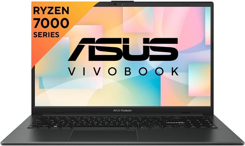 ASUS Vivobook Go 15 E1504FA-NJ130WS laptop in black, open front view