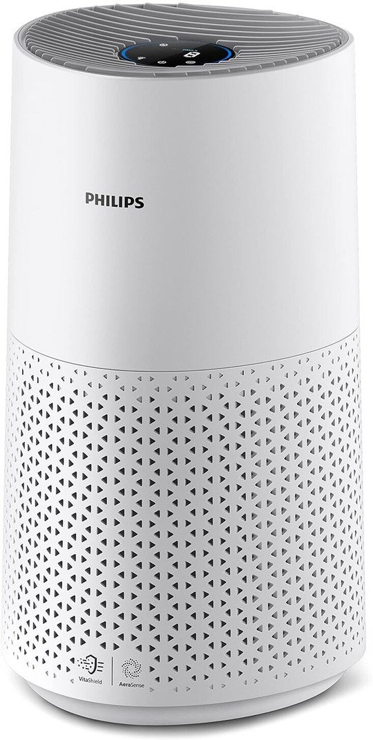 Philips AC1711/63 air purifier in white, compact tower with 3-layer HEPA NanoProtect filtration
