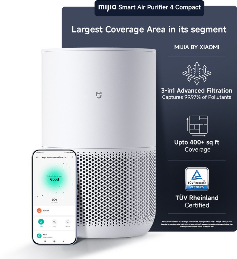 Mijia Smart Air Purifier 4 Compact in white, small cube design for bedrooms
