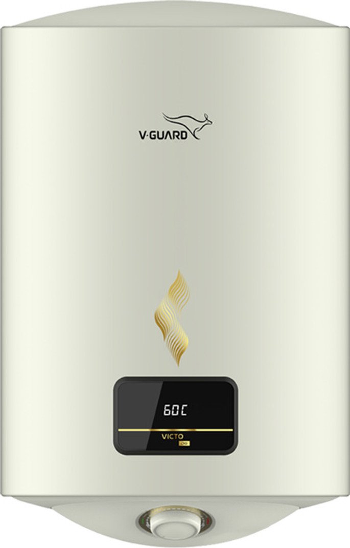 V-Guard Victo DG 15 litre storage water geyser with digital display, white