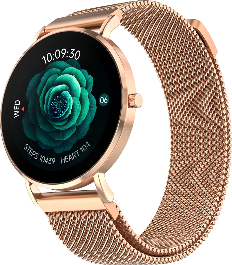 Noise Diva 2 smartwatch with rose-gold metal link strap