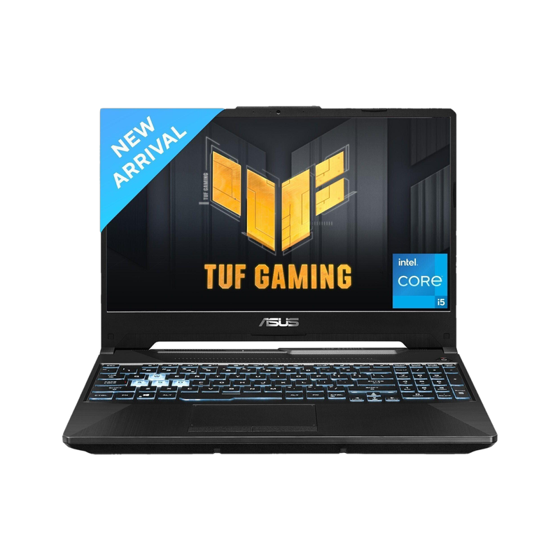 ASUS TUF Gaming F15 laptop with 15.6-inch 144Hz display, angled front view