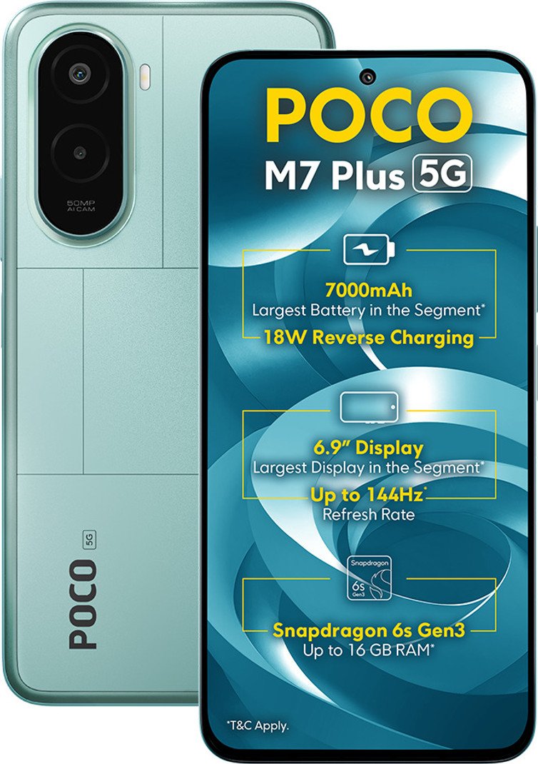 POCO M7 Plus 5G smartphone Aqua Blue